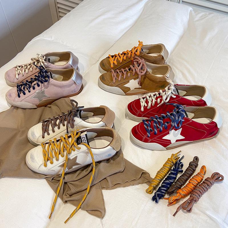 Women's Retro German Trainer: 2025 Genuine Leather Distressed Sneakers with Star, Mandarin Duck Stripe, Flat Bottom, Casual Skate Style