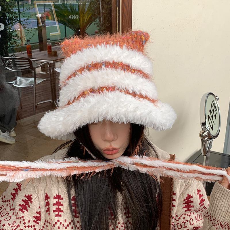 New Lion Hat Autumn and Winter Warm Plush Hat Big Eaves Ear Protection Cute Wool Hat Show Face Small Knitted Hat Children