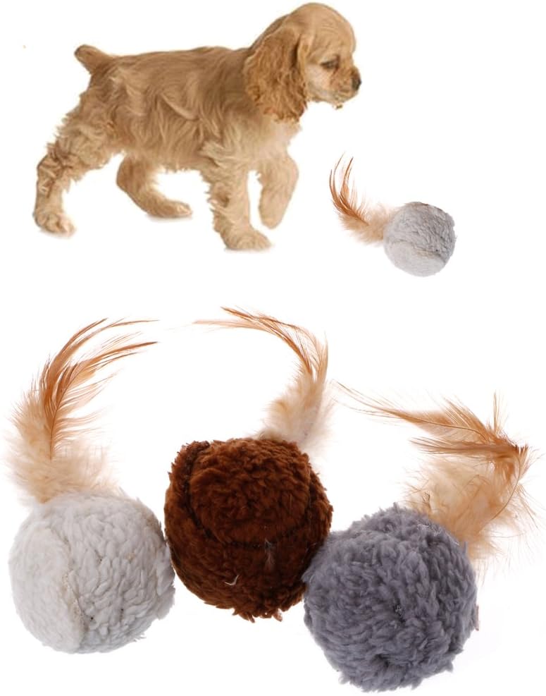 

Interactive Cat Ball Toy Funny And Practical For Kitten Plush Ball Cat For Toys Pet Wear-resistant коричневий