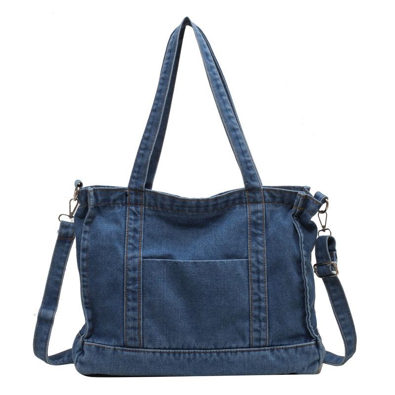 Borsa In Denim Da Donna, Tracolla Regolabile, Stile Retrò, Leggera, Con Tasche, 30x14x21 Cm
