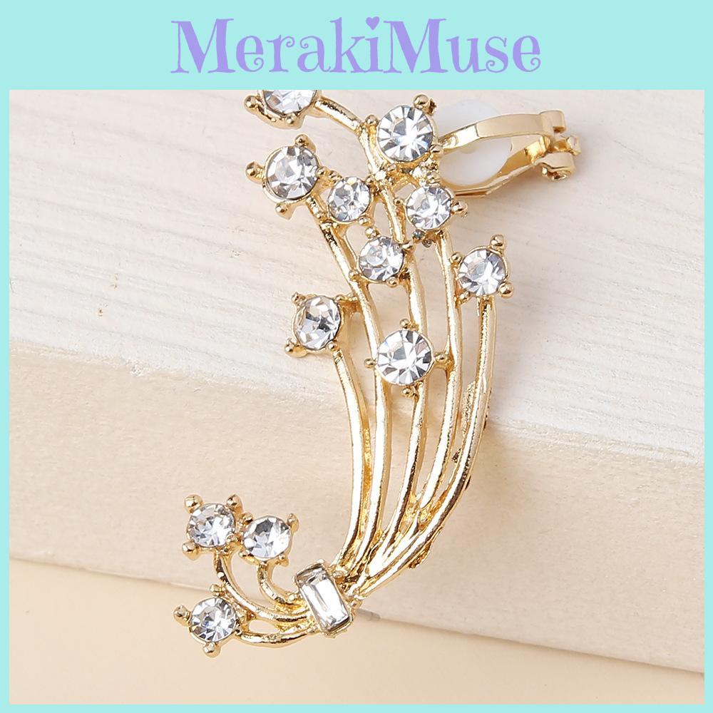 Fashion Gold Tone Flower Earrings With Rhinestone For Wedding Celebration Or