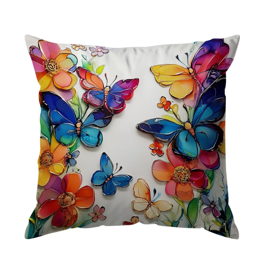Colorful Butterfly Cushion Pillowcase Printed Polyester 45X45Cm Throw Pillowcover Decorative Sofa Cushion Pillowslip Home Decor