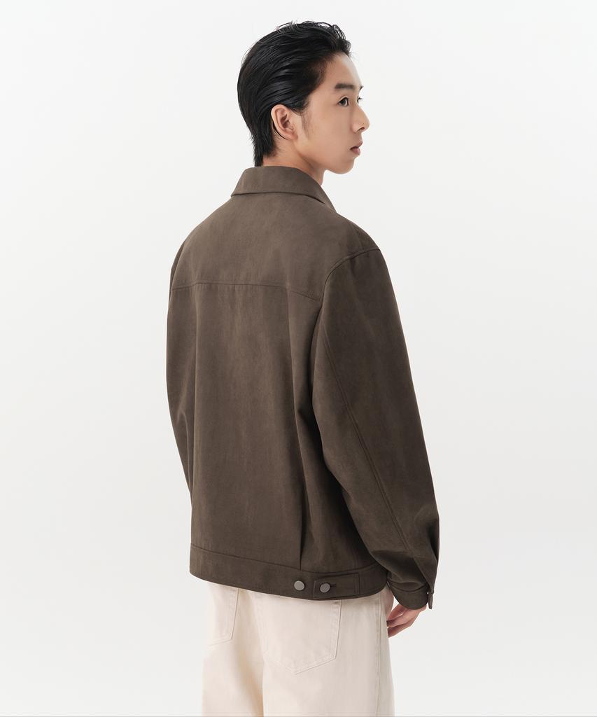 Musinsa Standard Synthetic Suede Minimal Trucker Jacket [Brown]