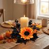 Halloween Theme Maple Leaf Candle Holder Wreath Handmade Pillar Ring Wreath  Fireplace Decoration