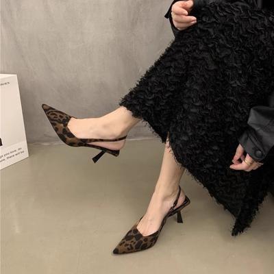 Fashion Shoes Woman 2024 Trend Pointed Leopard Print Shoes Summer High Heels Temperament Short Heels Single Shoes Fashion Sexy Sandals
