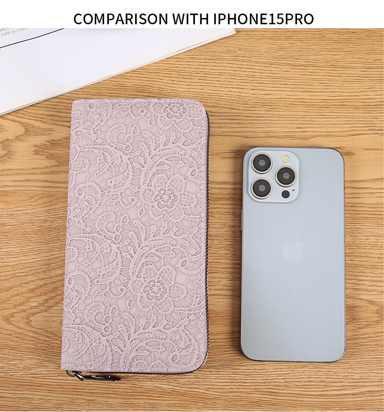 Trendy Embossed Single-Zip Women's Clutch Wallet with Multi-Card Slots