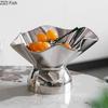 Creative Pleated Fruits Bowl Silver Storage Tray Snacks and Nuts Bowl Hotel Restaurant Fruit Plates Home Kitchen Dessert Cutlery