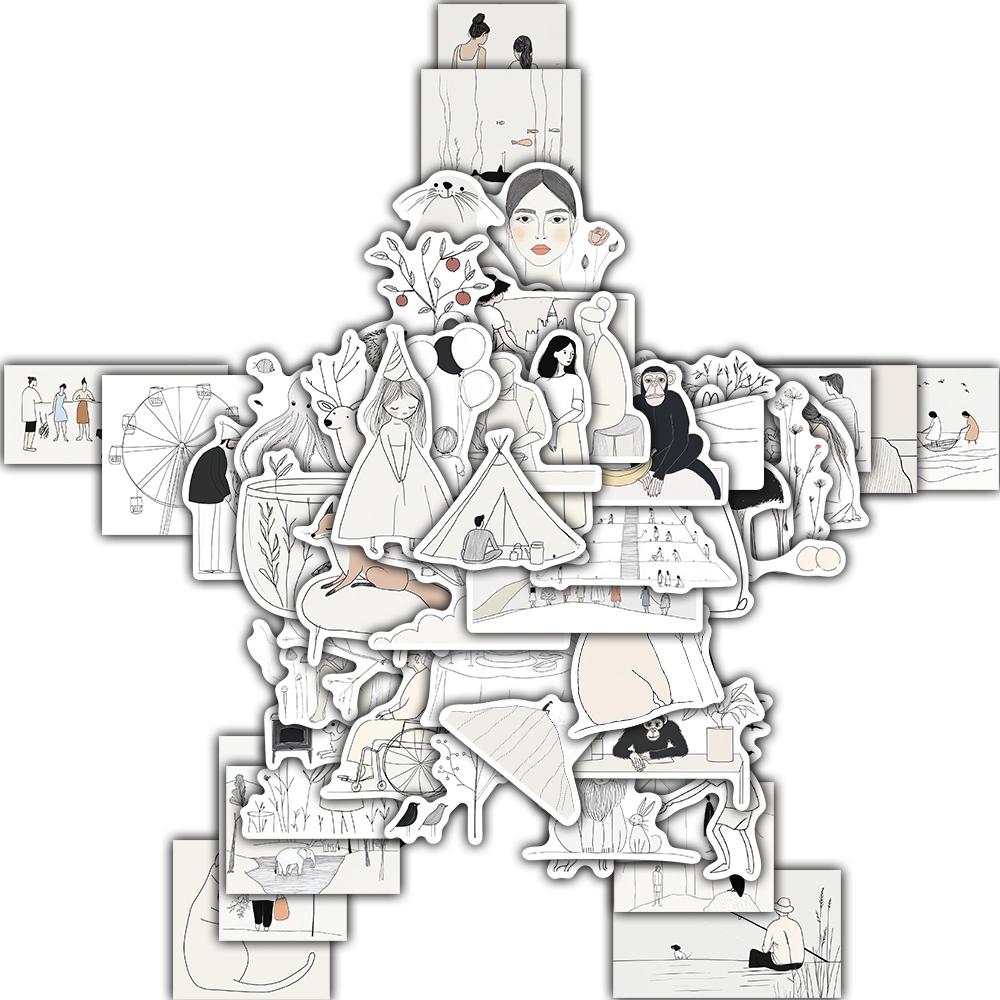 

50PCS Cool Basic Art Stickers Notebook Cartoon Watercolor Cute Luggage Laptop DIY Refrigerator Phone Graffiti Suitcase Sticker