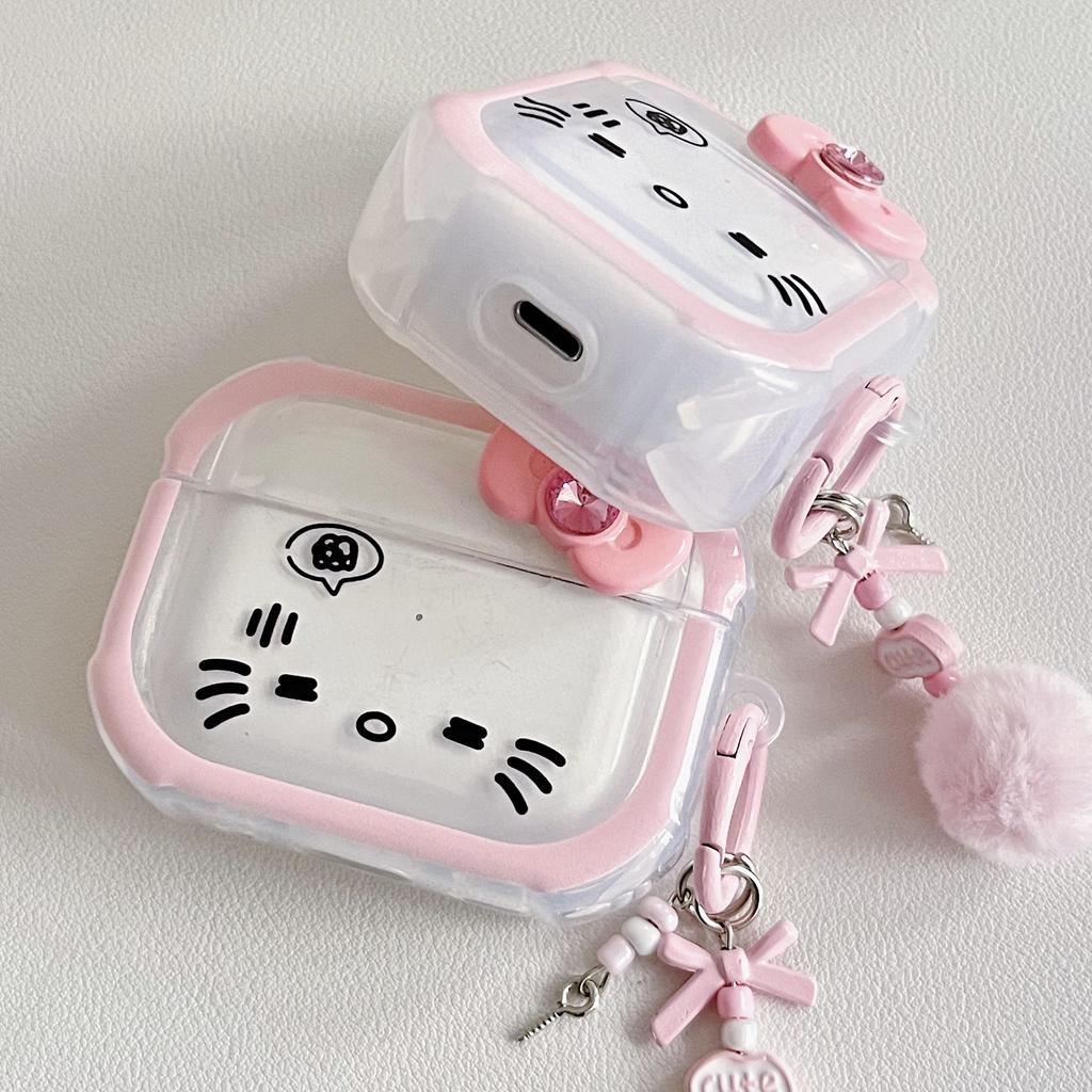 Ins Cute KT Cat Suitable for Airpodspro1 Protective Case, Four Corners Anti-drop Apple Bluetooth Headset Case 1/1st Generation