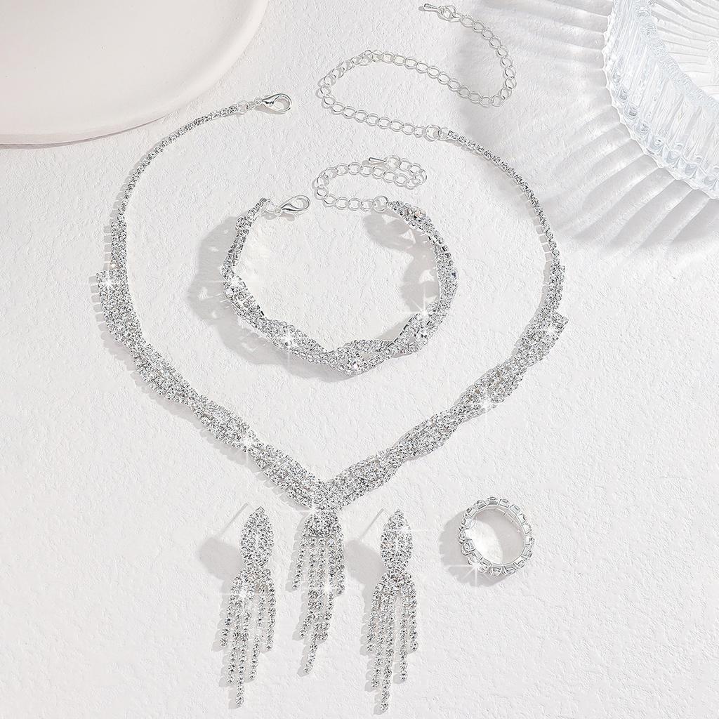 Bridal Jewelry Set - Necklace  Earrings  and Four-piece Set - Wedding Accessories - Banquet Dress Necklace Set