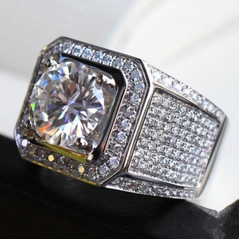 European & American Style Men's Dominant Micro-paved Full Diamond Ring with Naked Stones
