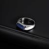 Vintage Lapis Lazuli Natural Stone Ring for Men, High Polished Stainless Steel Ring, Punk  Jewelry Gift