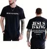 Springsummer New Mens and Womens JESUS IS KING Scripture Printed Cotton Tshirt Fashionable Short Sleeved Round Neck Tshirt