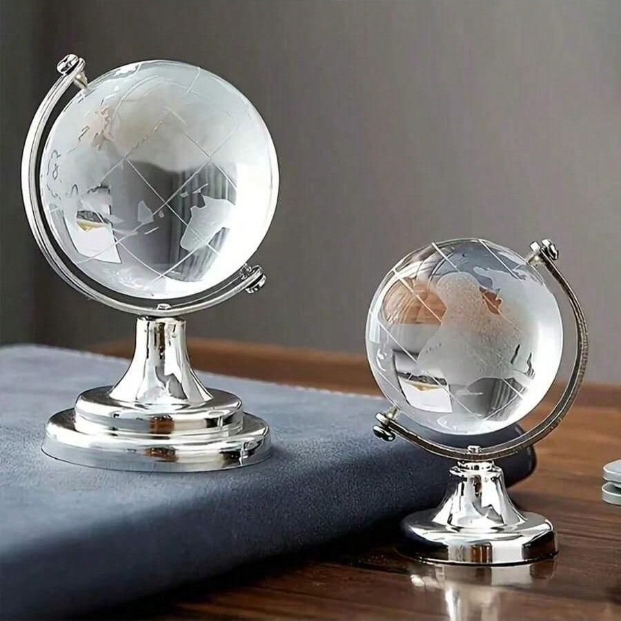 Crystal Globe High Transparency 3D Rotating Crystal Globe Office Living Room Decor,  Style Creative Desktop Ornament.