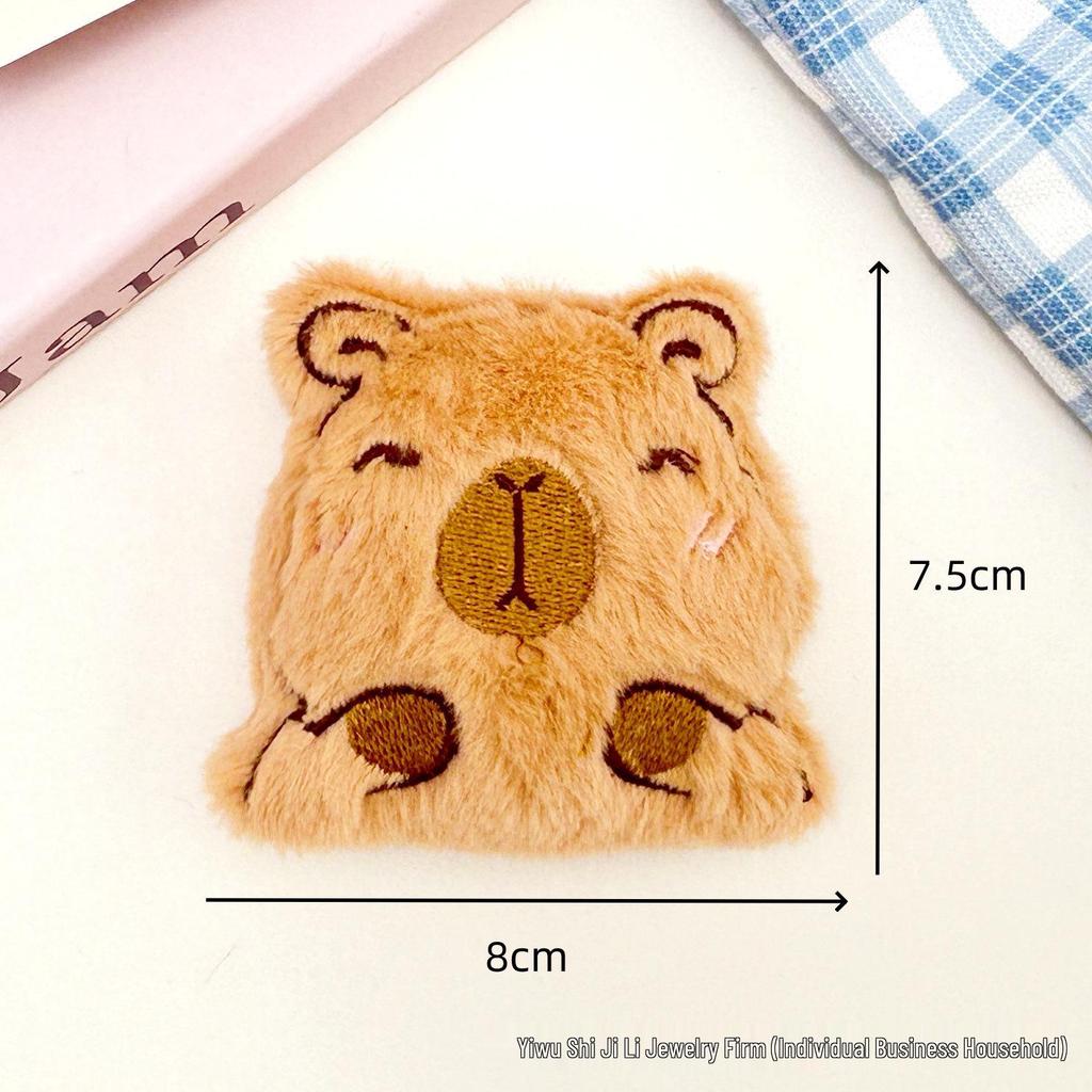 Cute Shy Capybara Plush Keychain: Cartoon Hamburger Design for DIY Clothing, Shoes, and Hat Accessories
