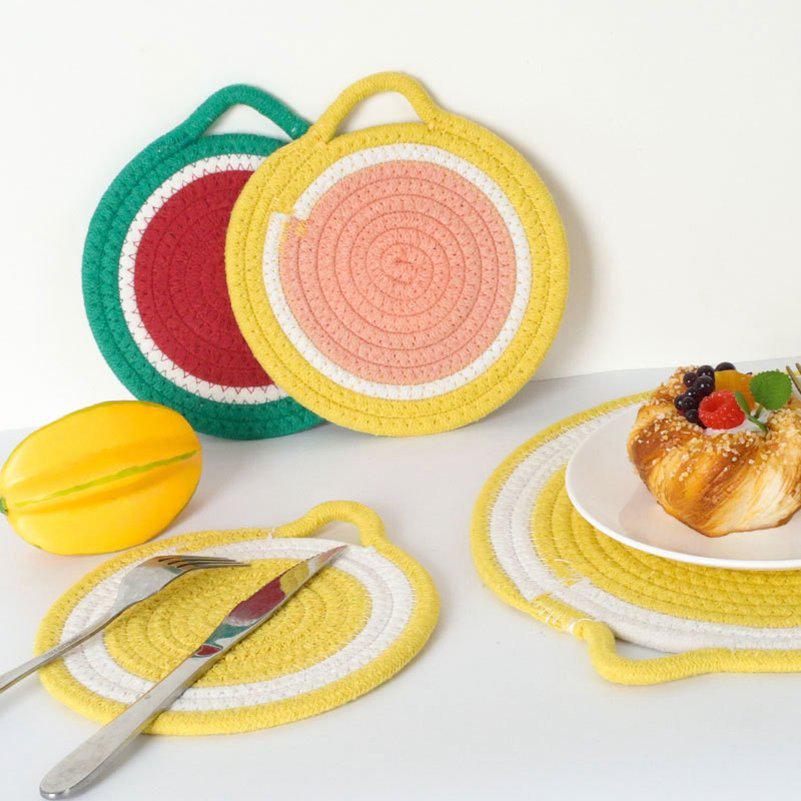Kitchen Table Mat Tableware Pad Woven Heat Resistance Party Photo Props Fruit Shape
