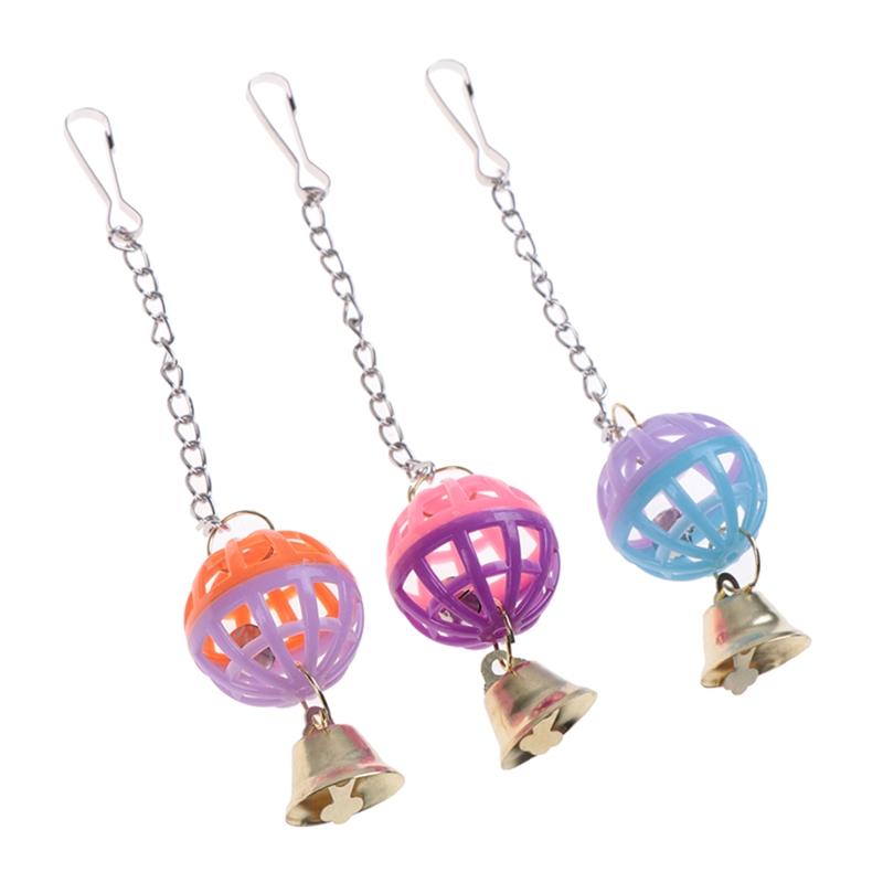 Bird Parrot Toy Colorful Swing Ball Toys with Bell Hanging Toy Cage Decorative Accessories for Small Medium Birds