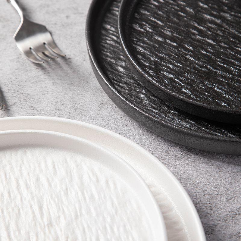 Creative Frosted Round Ceramic Dish Plate for Home Western Food Rock Dessert Plate Hotel Restaurant Tableware Kitchen Utensils