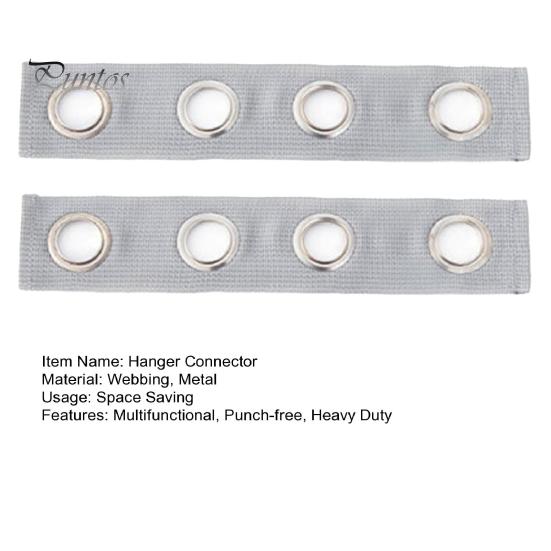 2Pcs Eco-friendly Punch-free Grey Color Hanger Extender Hooks Coat Shirt Hanger Extender Straps Wardrobe Organizer Home Use