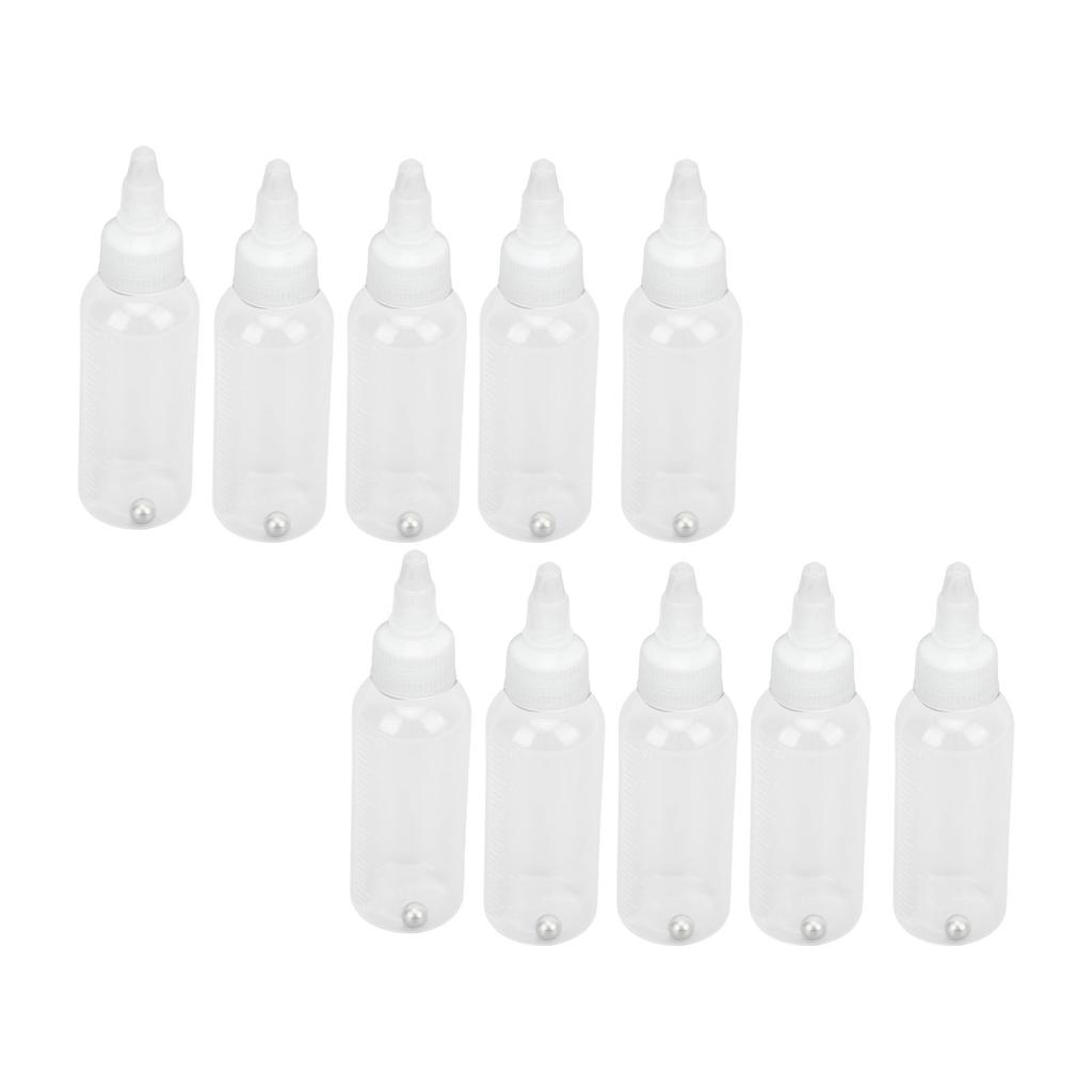 10Pcs Pigment Dispensing Bottle 60ml Durable Plastic Roll Ball Widely Used Hair Oil Bottle for Oil Pigment Solvent