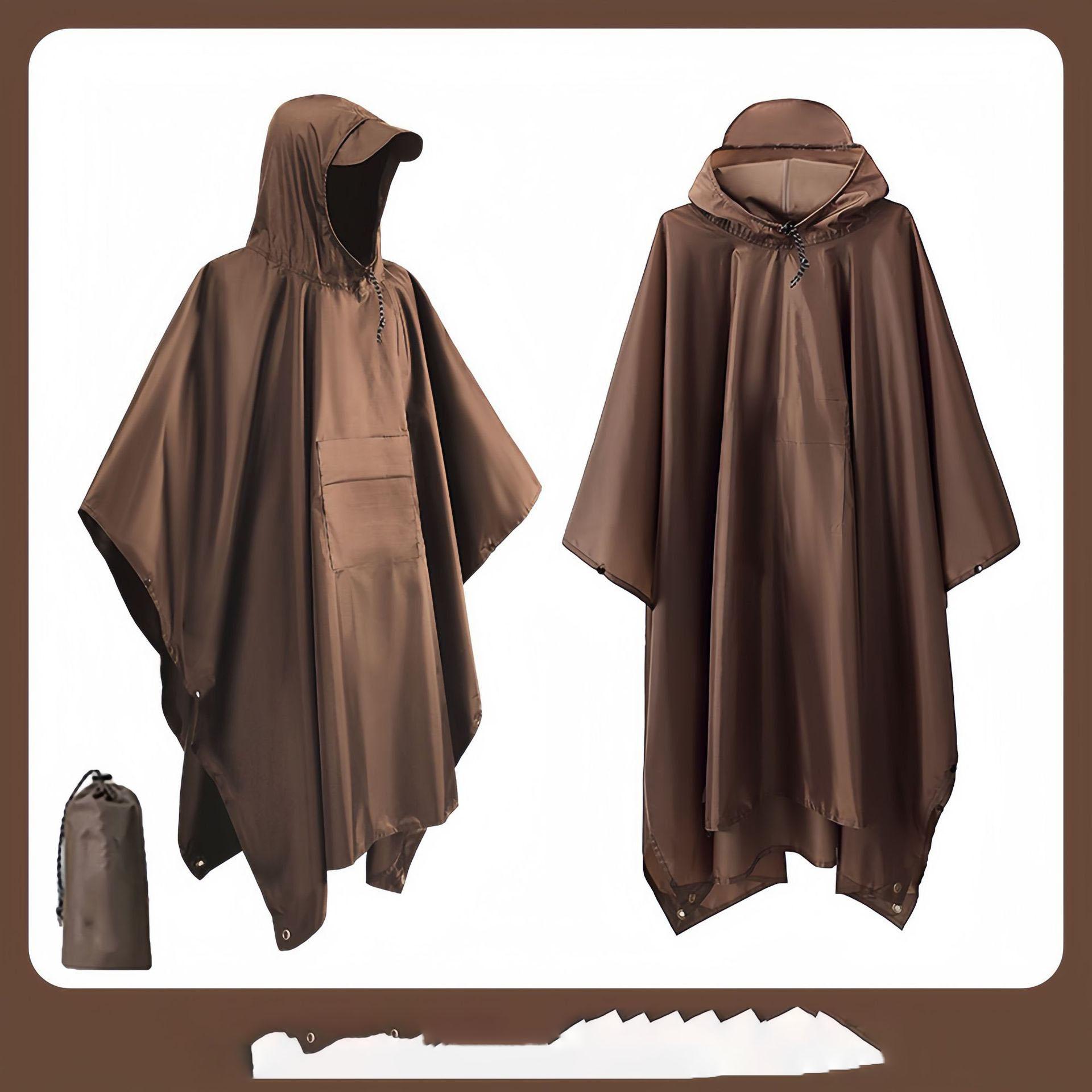 

3 в 1 водонепроницаемый длинный плащ для взрослых для женщин и мужчин дождевик куртка пончо с капюшоном для походов, путешествий, рыбалки, дождевик, костюм One Size коричневый