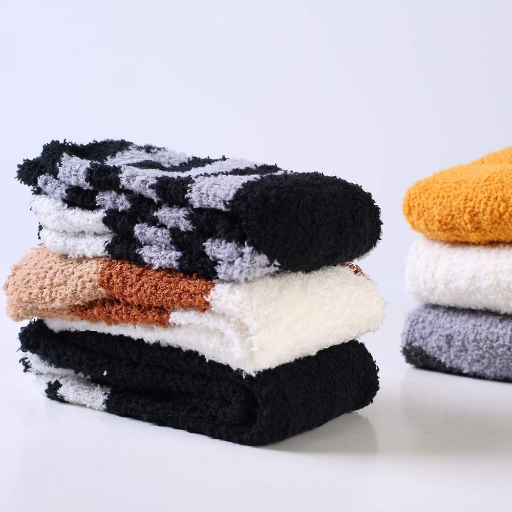 6 Pairs of Cute Cat Paw Socks Women’s Winter Plush Cozy Slipper Socks