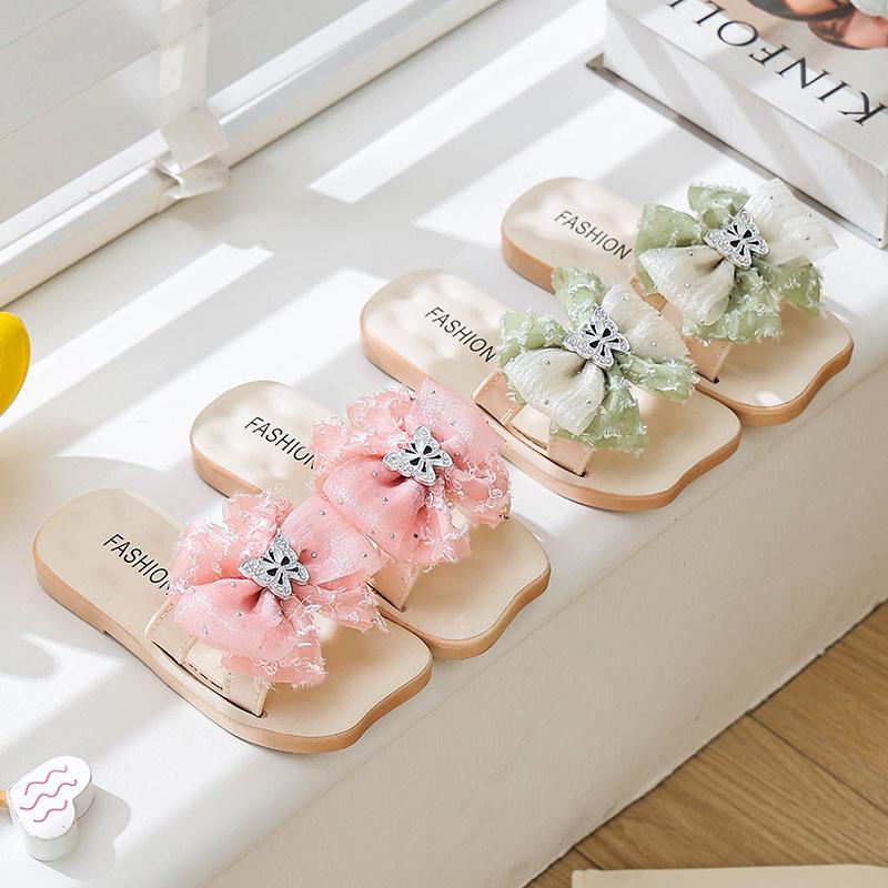 Rutschfeste weiche Sohle Sommer-Hausschuhe für Mädchen - Niedliche Prinzessin Sandalen mit einem Riemen für draußen & Strand