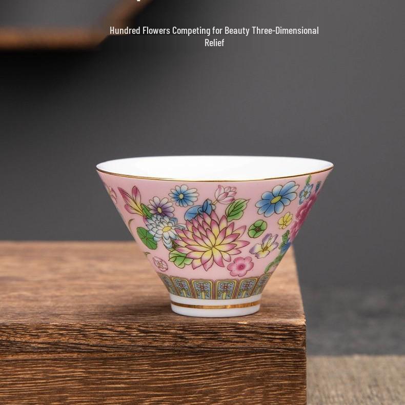 Exquisite Jingdezhen Enamel Teacup Gift Set - Six Kung Fu Tea Cups