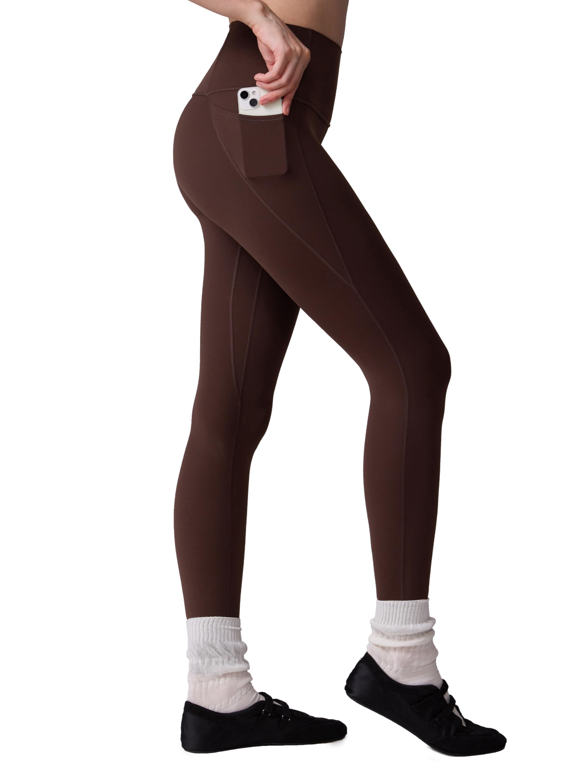 

CRZ YOGA Укороченные леггинсы для йоги размера S для женщин, быстросохнущие, эластичные, с карманами, облегающие, Butterluxe, шаговый шов 24 дюйма, коричневые,