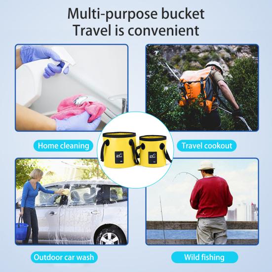 12/20L Collapsible Water Bucket with Double Handles, Large Foldable Water Container, Portable Water Pail for Outdoor, Camping, Fishing, Car Washing