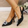Fashion Crystal Square Buckle High Heels Sandals Women Spring Summer Slip On Pointed Toe Pumps Woman Thin Heel Party Wedding Shoes Mujer