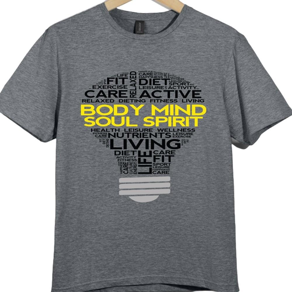 Mind Body Spirit T Shirt Yoga Meditation Fitness Wellness Graphic Tee