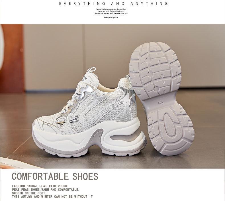 Women's 10cm Height-Enhancing Mesh Dad Shoes - Breathable, Thick-Soled, Casual Sneakers (A8910)