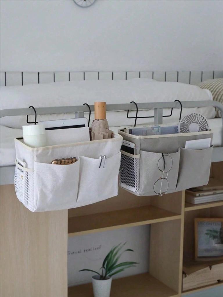 Hanging Storage Organizer Bag - Multi-Pocket Bedside Hanging Basket For Phone,Books, Snacks - Fabric Dorm Room Clutter Organizer