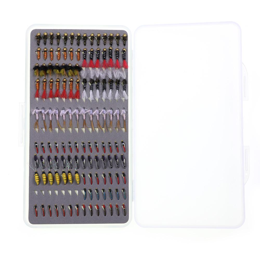 126/133/147PCS Scud Nymph Midge Larvae Ultra-thin Portable Fishing Box Set Trout Grayling Panfish Lure Carp Artificial Fish Bait