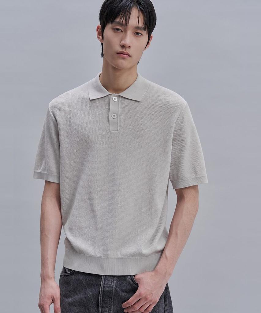 SHIFT.G Cool Summer Polo Neck Sweater Light Gray