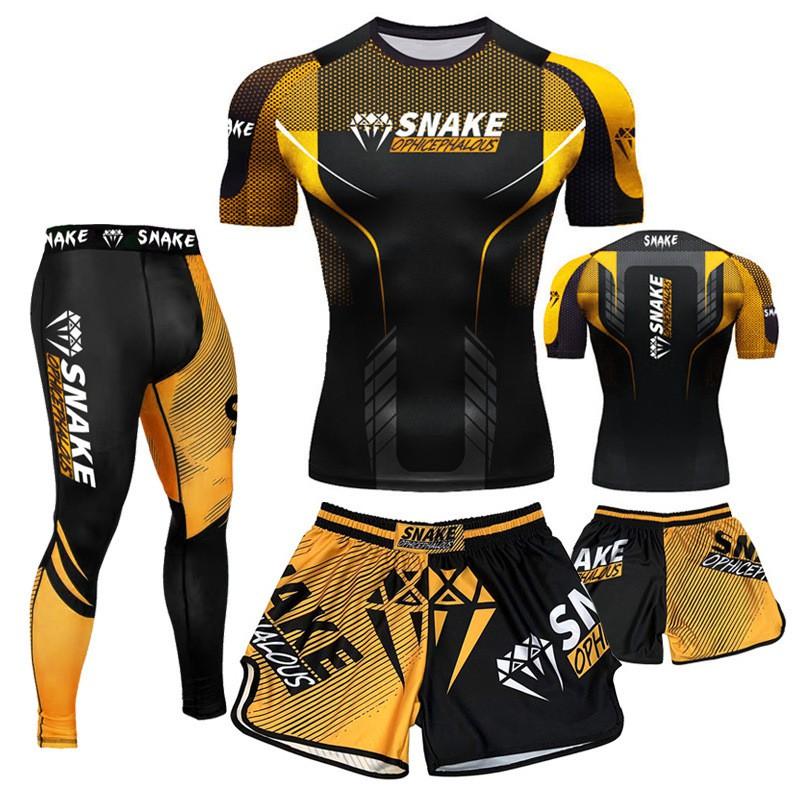 Mens Quick Dry UFC Boxing Muay Thai Cycling Jersey Set Breathable Compression Shorts Suit