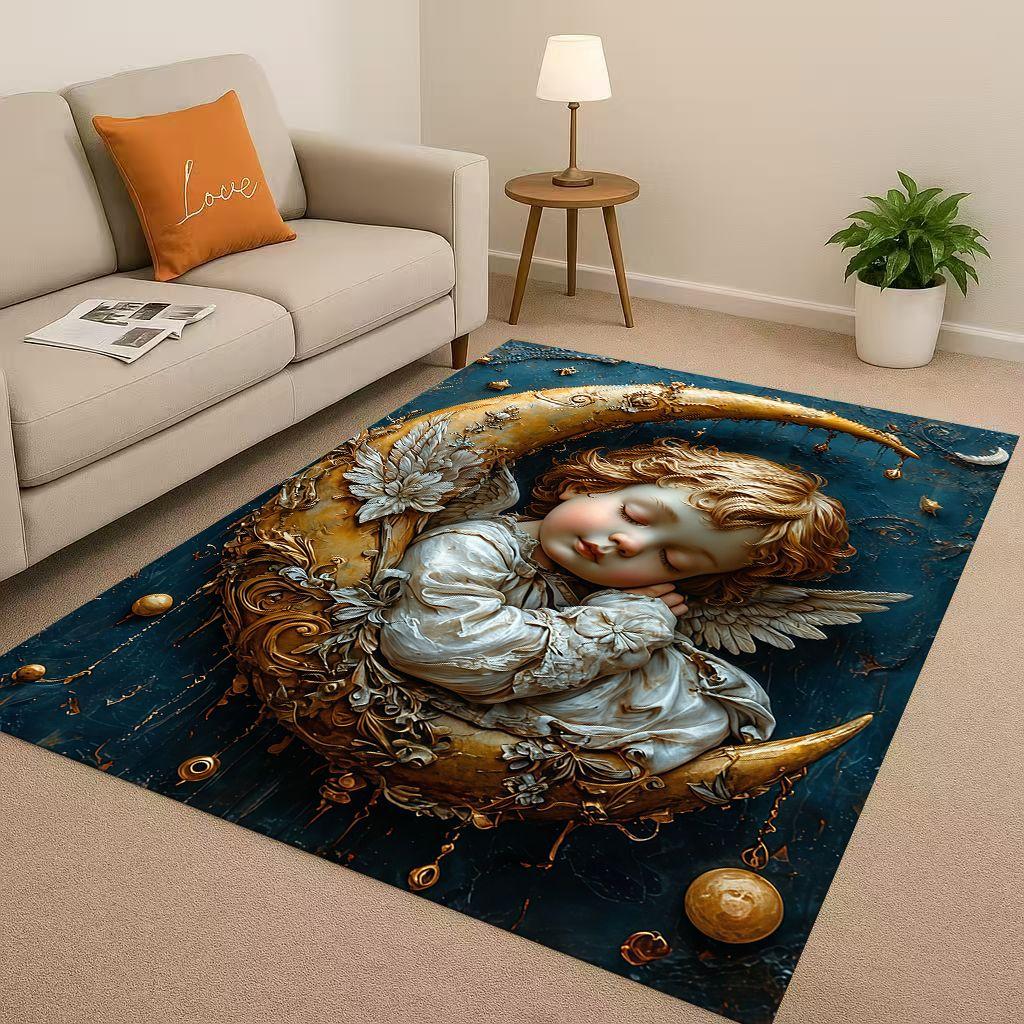 3D Luxury Baroque Angel Cupid Cartoon Living Room Non-Slip Area Rug Soft Carpet for Bedroom Sofa ,Easy Clean Home Doormat Kids 40cm x 60cm