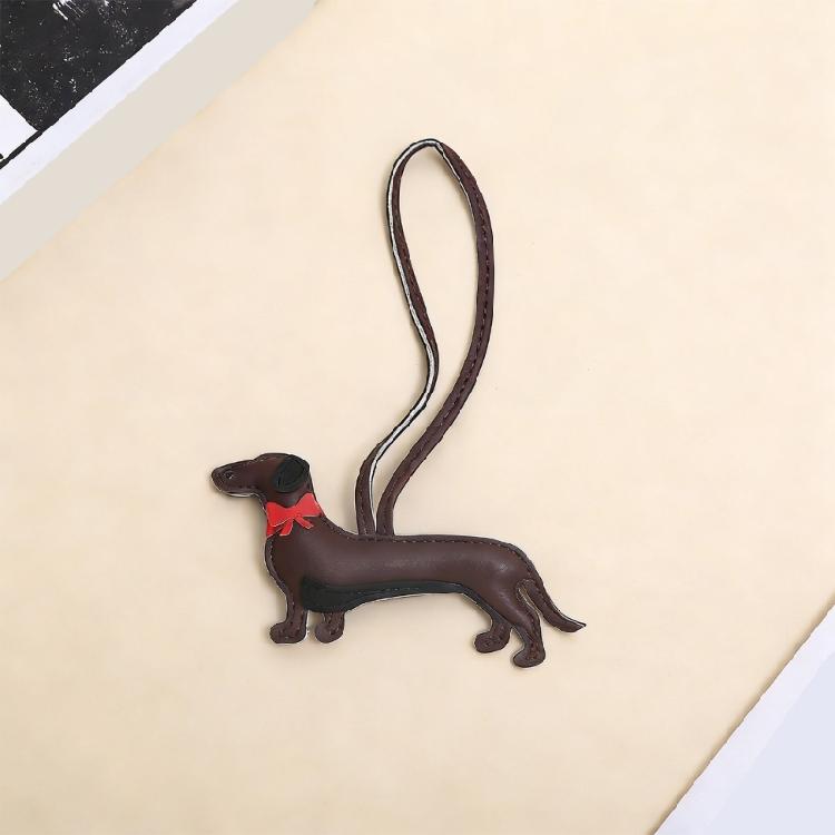 Traditional Dog Shaped Charm Keyring Water Resistant PU Leather Craftsmanship Pendant Stylish Luggage Label Charm