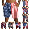 Mens Swim Trunks Quick Dry Board Shorts Flag Printed Drawstring Waist Mesh Lightweight Beachwear