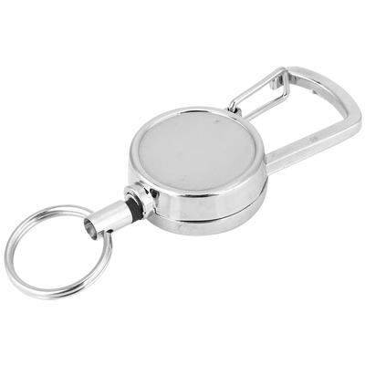 Metal Retractable Key Chain with High Resilience Nylon Wire Anti Lost Rope Keyring Buckle Outdoor