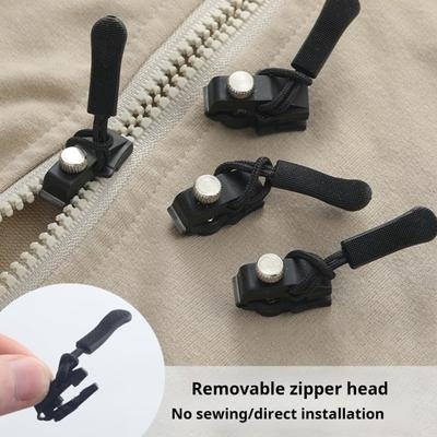 9 peças Universal Zipper Puller Quick Installation Removable Zipper Head No Costura Zipper Repair Zipper Puller Substituição para Casacos Jaquetas