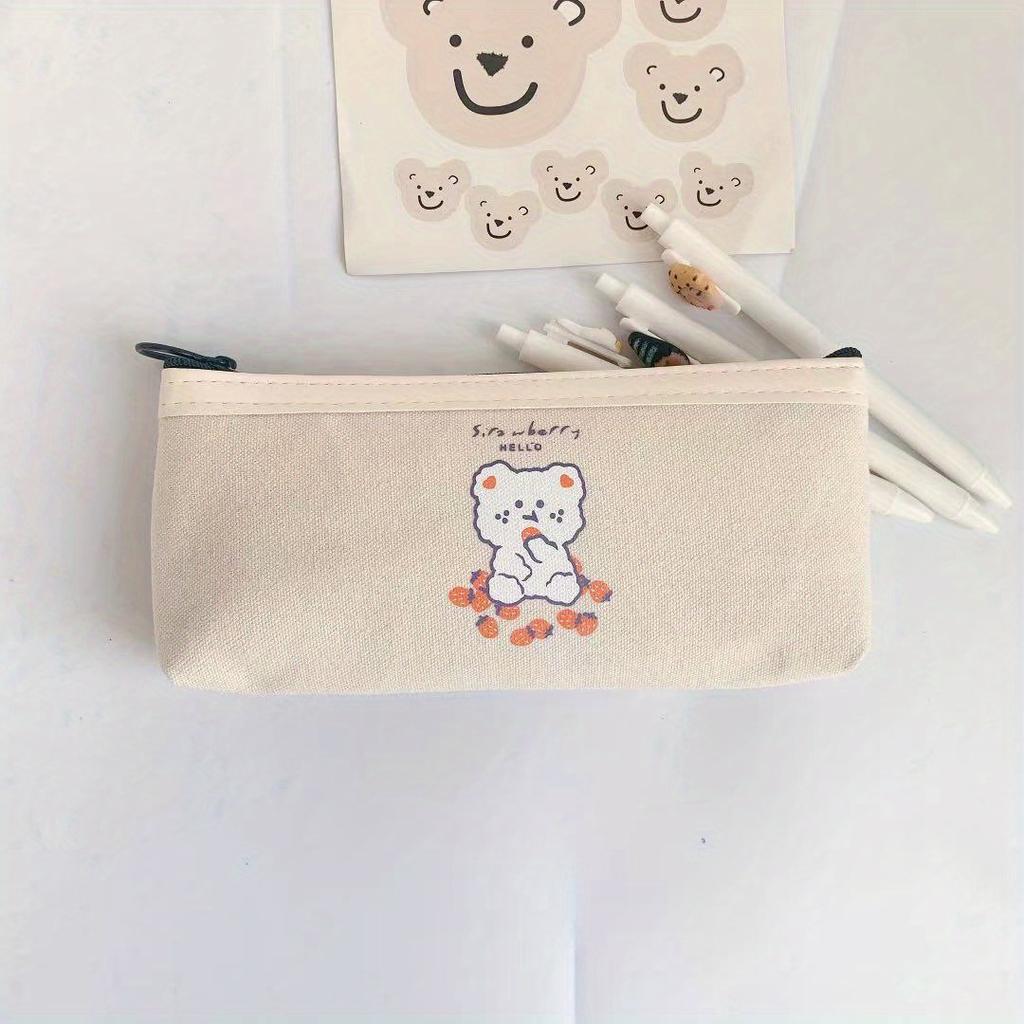 1 Pcs Kawaii Pencil Case Bear Canvas Pencil Box Pencilcase Pencil Bag School Supplies Stationery