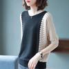 Dámské triko s pětičtvrtečním rukávem a výstřihem do V Dutý pletený svetr na jaro a léto s volným netopýřím rukávem