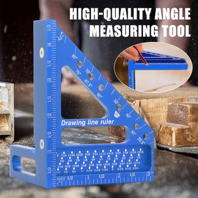 3D Multi-Angle Measuring Ruler High Precision Aluminum Alloy Triangle Ruler with 6-Hole Design Positioning Pins