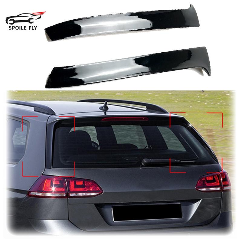 2pcs 2014 To 2018 For Volkswagen Golf 7 R Variant Wagen Rear Window Side Spoiler By Gloss Black Carbon Fiber Hihg Quality ABS Glossy Black