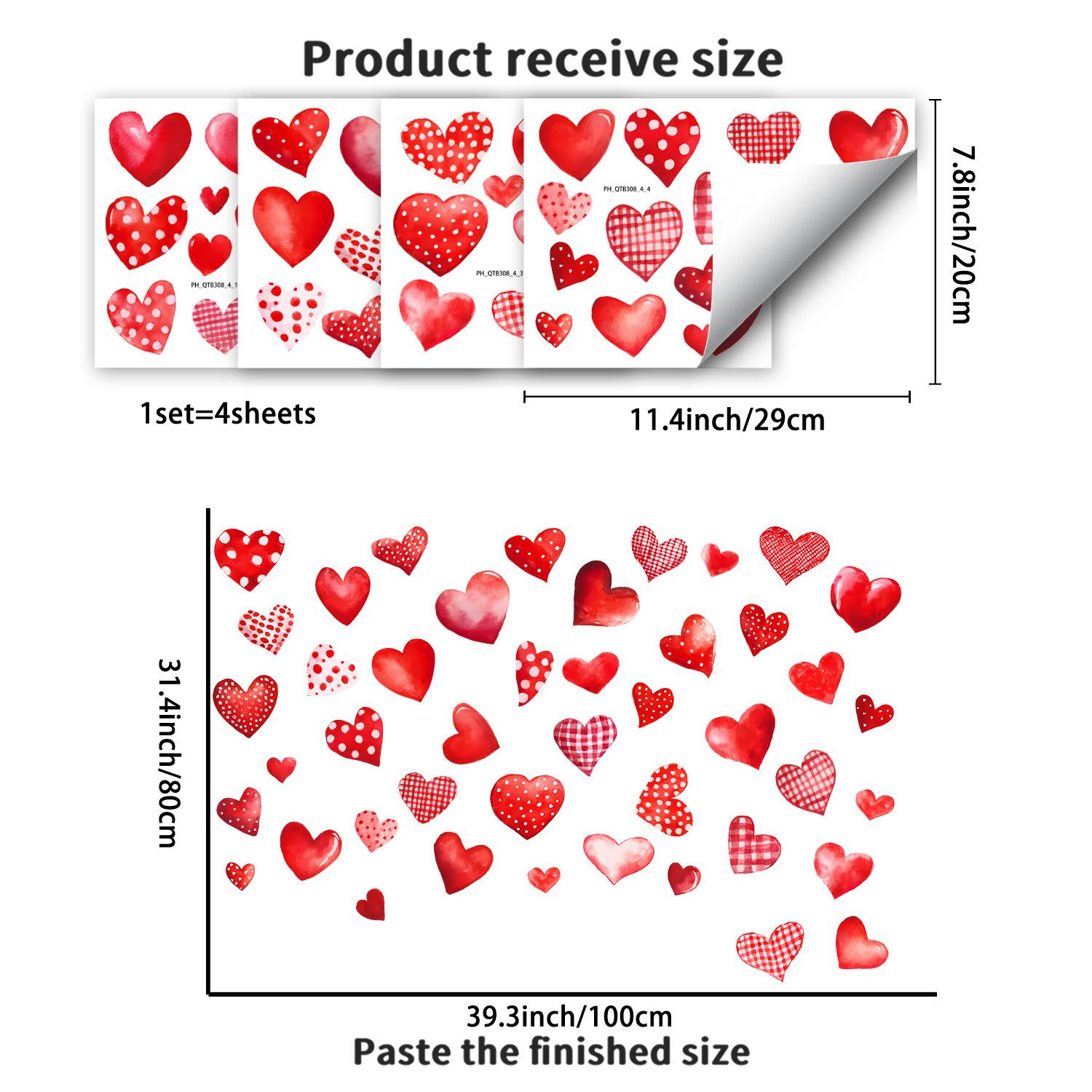 

Valentine s Day Checkered Heart Home Wall Decor Atmosphere Self-Adhesive Decorative Stickers