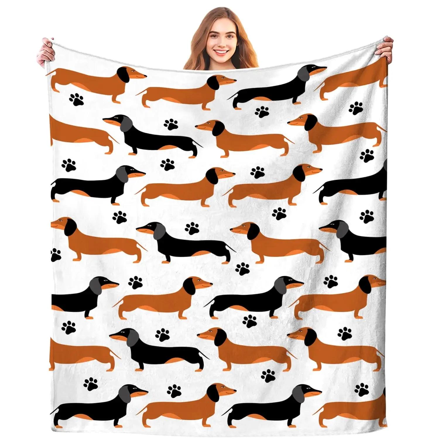 Dachshund Throw Blanket I Love Dachshunds Soft Flannel Blanket Living Room Sofa Bedroom Dog Lovers Blankets Gifts for Women Men 75x90cm