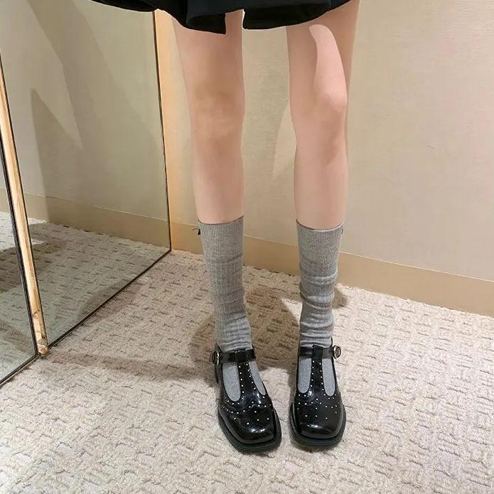 Fashion IPPEUM Mary Jane Shoes Women Black pu Leather Buckle Round Toe Low Heel Loafers Shoes