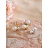 Yhpup Korean Style Imitation Pearls Round Stud Earrings Charm Stainless Steel Small Golden Daily Jewelry Gold Platinum Plated